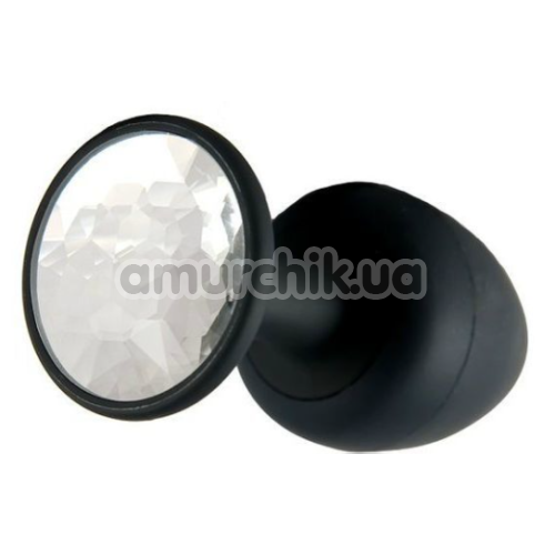 Анальная пробка с прозрачным кристаллом Dorcel Geisha Plug М, черная - Фото №1