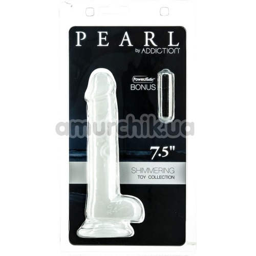 Фаллоимитатор Addiction Pearl 7.5 + вибропуля Power Bullet, белый