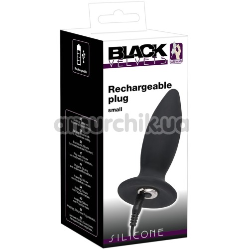 Анальная пробка с вибрацией Black Velvets Rechargeable Plug S, черная
