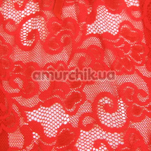 Комплект Star Night Lace Floral Set, красный: пояс для чулок + трусики-стринги