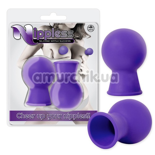 Вакуумные стимуляторы для сосков Nippless Silicone Nipple Suckers, фиолетовые