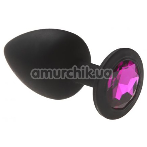 Анальная пробка с фиолетовым кристаллом SWAROVSKI Zcz L, черная