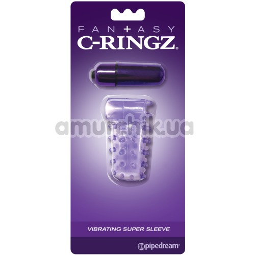 Насадка на пеніс з вібрацією Fantasy C-Ringz Vibrating Super Sleeve, фіолетова