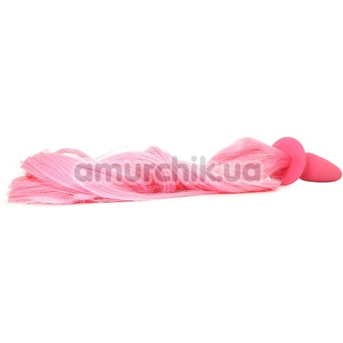 Анальная пробка с розовым хвостом Unicorn Tails Pastel, розовая