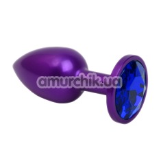 Анальная пробка с синим кристаллом SWAROVSKI Zcz, фиолетовая матовая - Фото №1