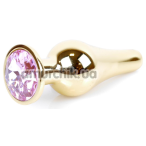 Анальная пробка со светло-розовым кристаллом Boss Series Exclusivity Jewellery Gold Plug, золотая - Фото №1