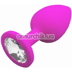 Анальная пробка с прозрачным кристаллом SWAROVSKI Пикантные Штучки Small, розовая - Фото №1