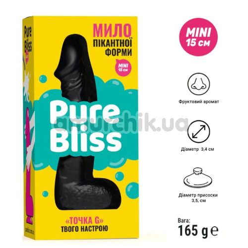 Мыло в виде пениса с присоской Pure Bliss Mini, черное