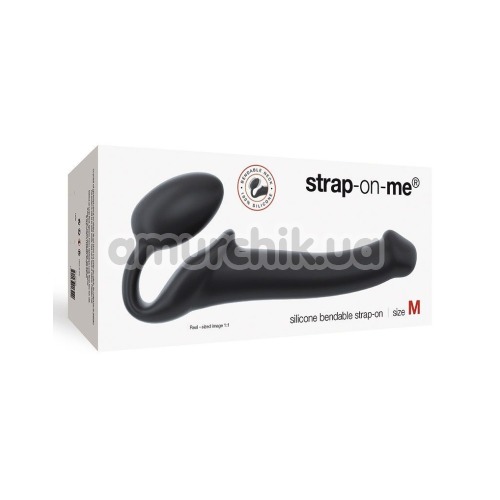 Безремневий страпон Strap-On-Me Silicone Bendable Strap-On M, чорний