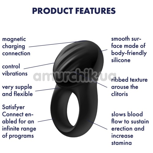 Віброкільце Satisfyer Signet Ring Vibrator, чорне