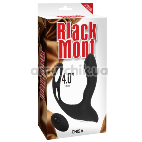 Вибростимулятор простаты с эрекционным кольцом Black Mont Sex Pistol 4.0, черный
