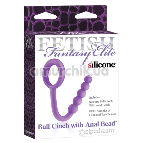Эрекционное кольцо со стимулятором простаты Ball Cinch With Anal Bead, фиолетовое