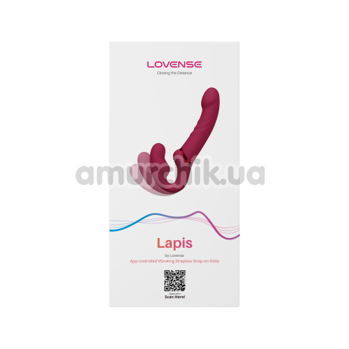 Безремневой страпон с вибрацией Lovense Lapis, розовый