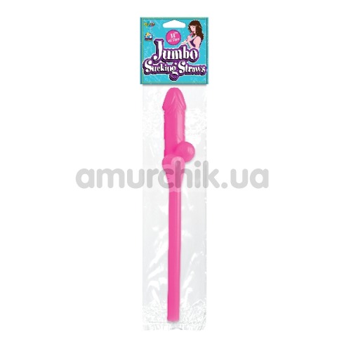 Коктейльная трубочка в форме пениса Jumbo Sucking Straw розовая