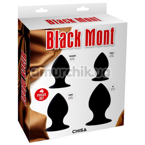 Набор из 4 анальных пробок Black Mont Fullness Anal Stuffer Set, черный