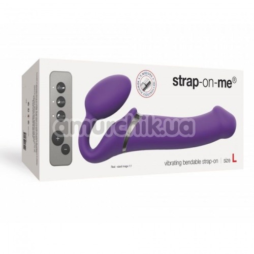 Безремневой страпон с вибрацией Strap-On-Me Vibrating Bendable Strap-On L, фиолетовый