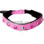 Нашийник DS Fetish Leather Collar Jewel, рожевий - Фото №1