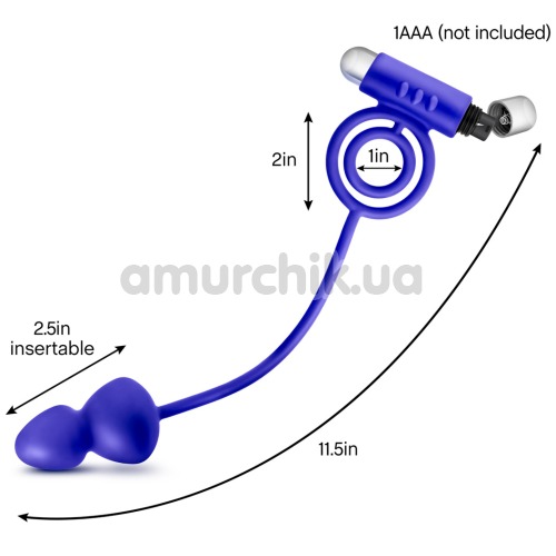 Анальная пробка с эрекционным кольцом с вибрацией Performance Penetrator, синяя