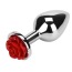 Анальная пробка с красной розочкой Loveshop Flower, серебряная - Фото №0
