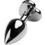 Анальная пробка с черным кристаллом Toyfa Metal Heart 717013-5, серебряная - Фото №1