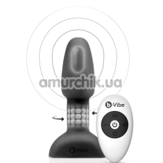 Анальная пробка с вибрацией и ротацией B-Vibe Rimming Plug Petite, черная - Фото №1
