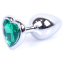 Анальная пробка с зеленым кристаллом Exclusivity Jewellery Silver Heart Plug, серебряная - Фото №1