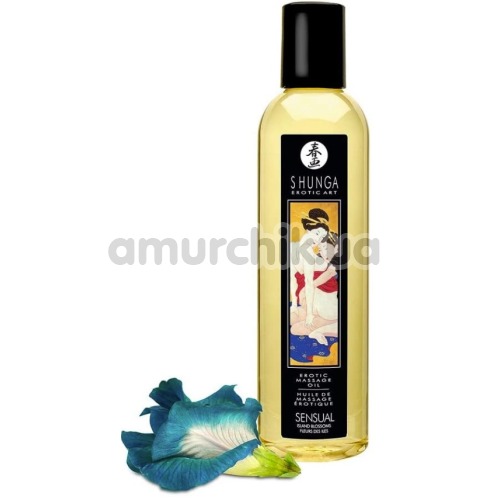 Масажна олія Shunga Erotic Massage Oil Sensual Island Blossoms - квіти, 250 мл - Фото №1