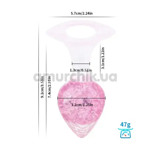 Анальна пробка Liebe Seele Crystal Heart-Shaped Anal Plug Small, рожева