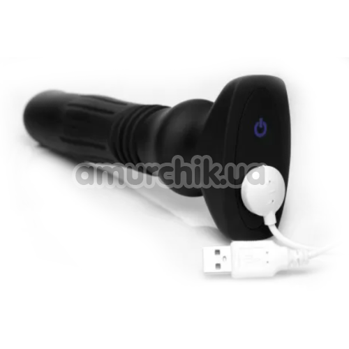 Анальный вибратор с пульсацией Thunderplugs Silicone Vibrating & Squrming Plug with Remote Control, черный