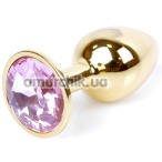 Анальна пробка зі світло-рожевим кристалом Exclusivity Jewellery Gold Plug, золота - Фото №1
