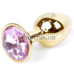 Анальна пробка зі світло-рожевим кристалом Exclusivity Jewellery Gold Plug, золота - Фото №1