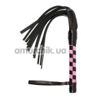 Плеть VIP Leather Flogger, розово-черная - Фото №1