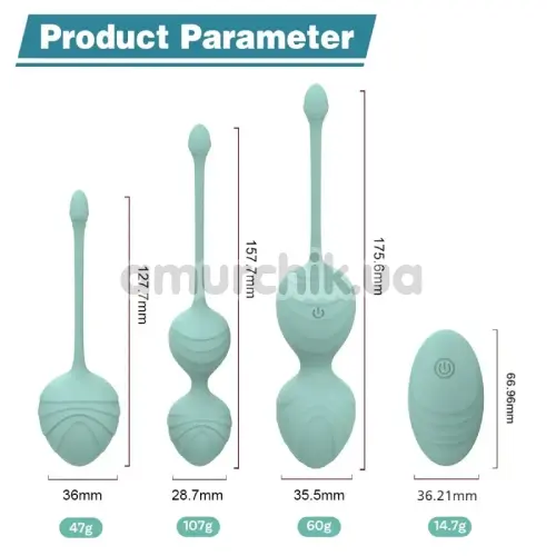 Набор вагинальных шариков с вибрацией Odeco Every Night Toys Audrey, бирюзовый