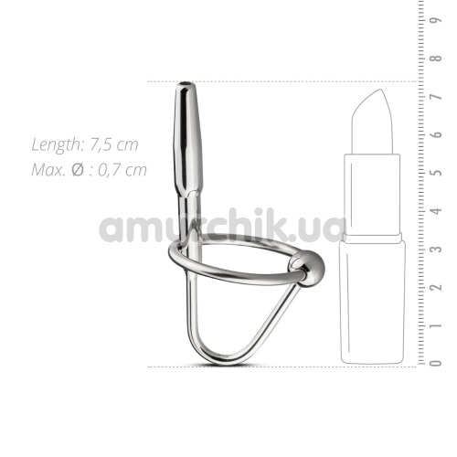 Уретральная вставка с набором эрекционных колец Unbendable Sperm Stopper Hollow Ring SIN008, серебряная