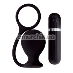 Анальная пробка с эрекционным кольцом с вибрацией Menzstuff Ass Cork Wide, 7.5 см черная - Фото №1
