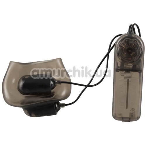 Насадка на мошонку с вибрацией Stimulation Ball Sleeve With Vibration, черная - Фото №1