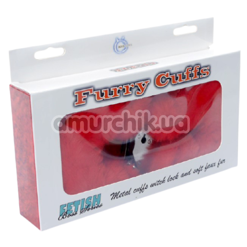 Наручники Boss Series Fetish Furry Cuffs, красные