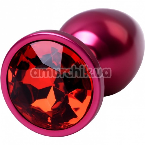 Анальна пробка з червоним кристалом Toyfa Metal 717007-99, рожева