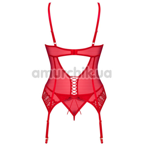 Комплект Obsessive Ingridia красный: корсет + трусики-стринги