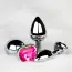 Анальная пробка с розовым кристаллом Ouch! Heart Metal Butt Plug Large, серебряная - Фото №10
