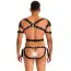 Боди-портупея мужское с фиксаторами для рук Star Night Faux Leather Harness Bodysuit, черное - Фото №6