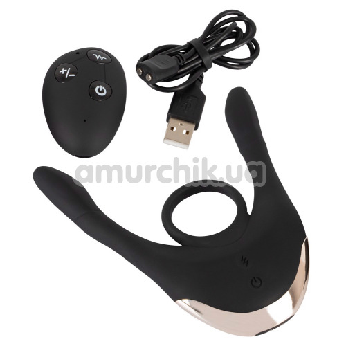 Виброкольцо для члена Couples Choice Multi-function Couples Vibrator, черное