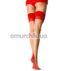 Чулки Leg Avenue Miko Cuban Contrast Heel Stockings, красные - Фото №1