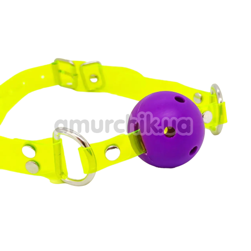 Кляп DS Fetish Neon Ball Gag, желто-фиолетовый