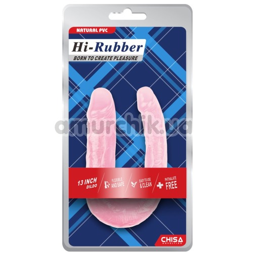 Двухконечный фаллоимитатор Hi-Rubber Born To Create Pleasure 13, розовый