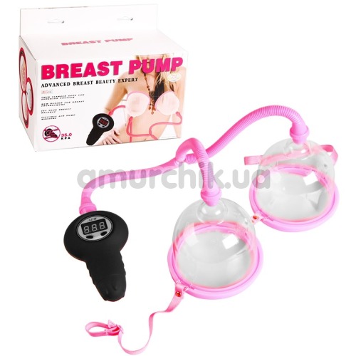 Вакуумная помпа для увеличения груди Breast Pump, розовая