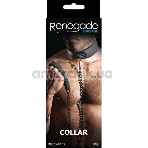 Ошейник с поводком Renegade Bondage Collar, чёрный