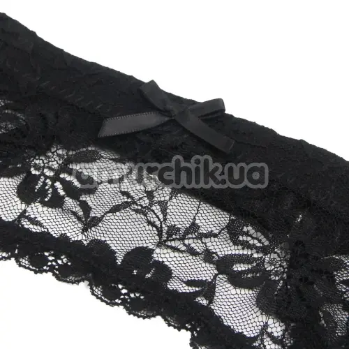 Комплект Star Night Lace Garter Belt With Thong, чорний: пояс для панчіх + трусики-стрінги