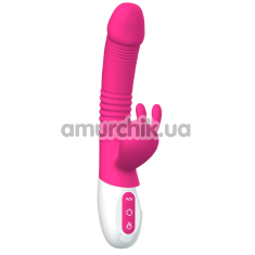Вибратор с подогревом Boss Series Silicone Rabbit Vibrator Powerful Licking, розовый - Фото №1