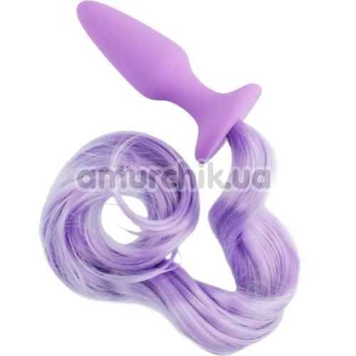 Анальна пробка з фіолетовим хвостом Unicorn Tails Pastel, фіолетова